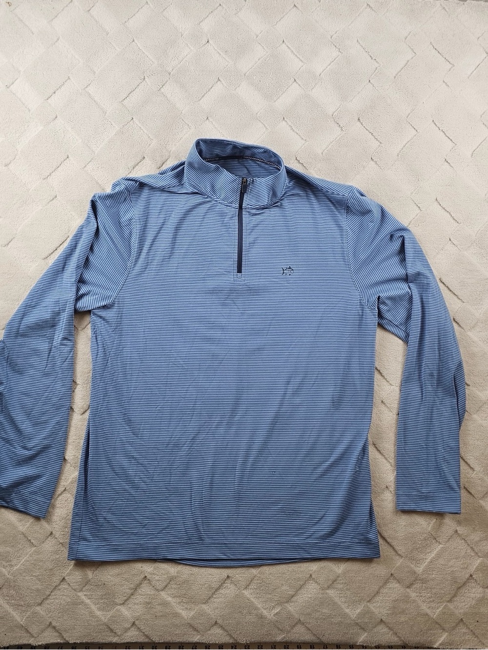 Southern Tide Quarter Zip Sweatshirt Mens Large Striped Blue Performance Golf